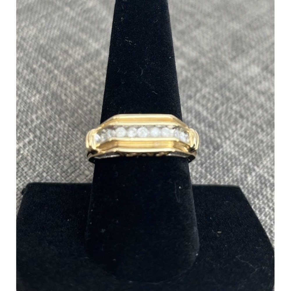 Mens Diamond Ring 10K Yellow Gold DAD Accent Size 9.5‎ Father Birthday 4 Grams - Picture 2 of 10